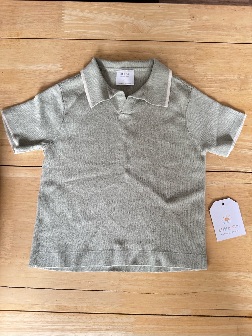 NWT Little Co. Kids Sage Green Polo 3T